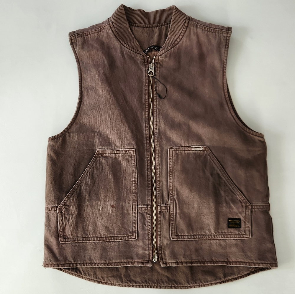 Zara Brown Washed Cotton Vest